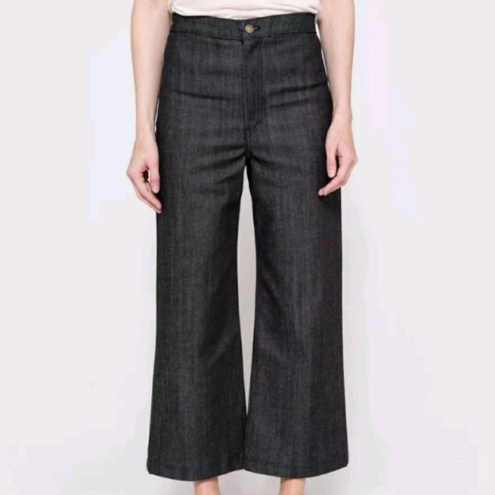 Apiece Apart high waist crop dark wide leg denim 8